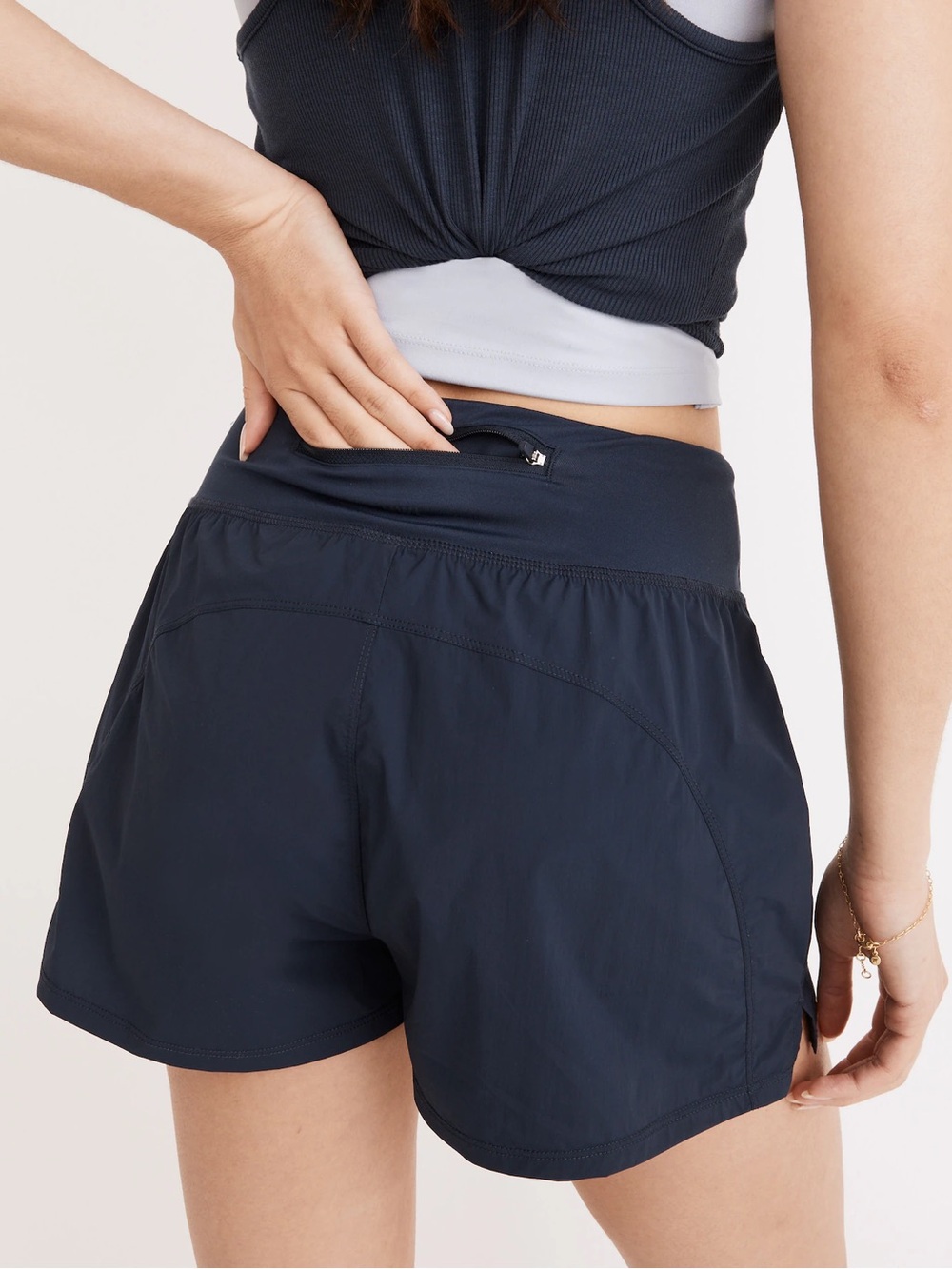 Madewell MWL Running Shorts Active Athletic High Waist Navy Blue Size Medium